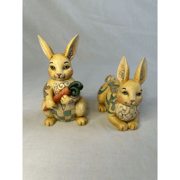 Jim Shore Easter Bunnies Set of Two 2012, 4031211 & 4031212 Great Condition - Picture 1 of 6